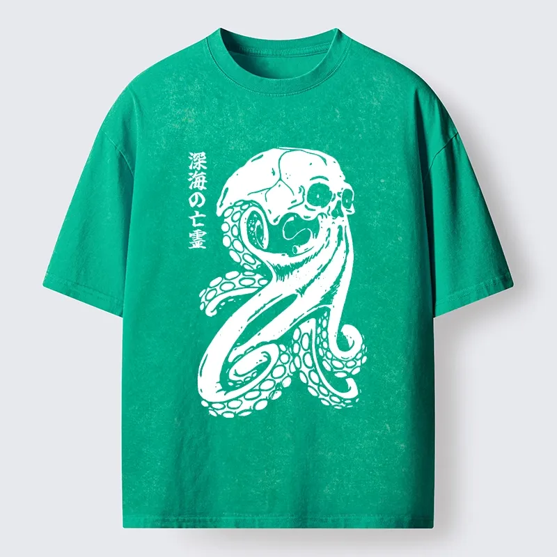Tokyo-Tiger Octopus Of The Deep Ghost Washed T-Shirt