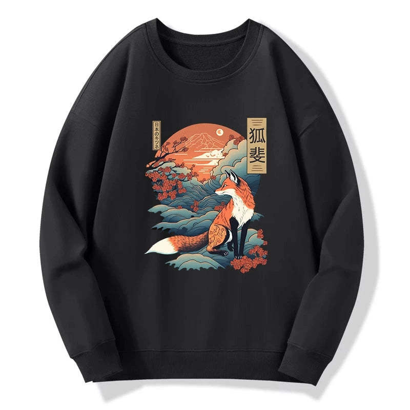 Tokyo-Tiger Japanese Kitsune Fox Sakura Sweatshirt