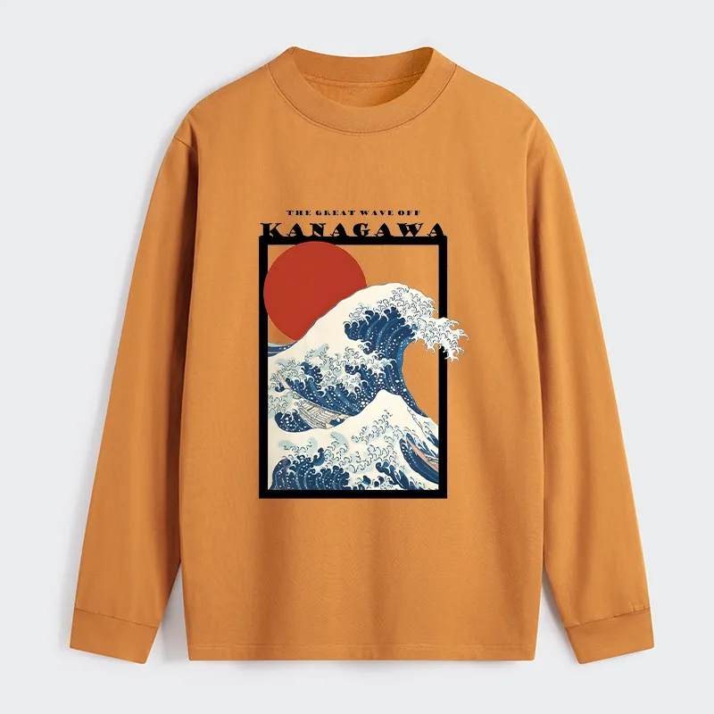 Tokyo-Tiger Minimalist Ukiyo-e Waves Classic Long Sleeve T-Shirt