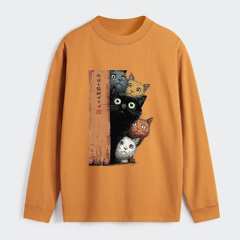 Tokyo-Tiger Five Cats Are Watching You Classic Long Sleeve T-Shirt