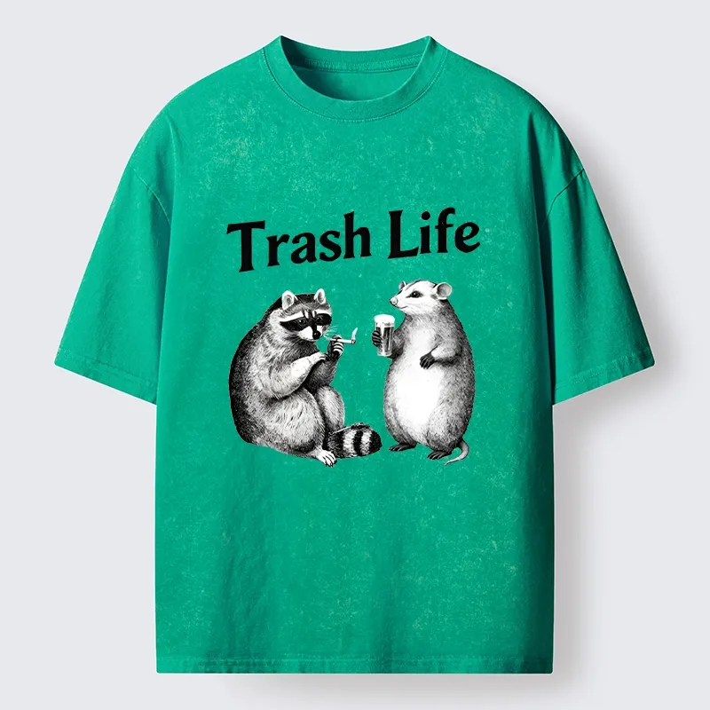Tokyo-Tiger Trash Life Raccoon & Opossum Vibes Washed T-Shirt