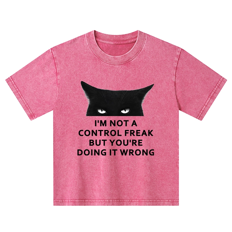 Tokyo-Tiger Control Freak Funny Kids Washed T-Shirt