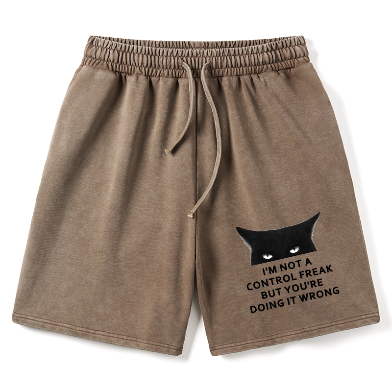 Tokyo-Tiger Control Freak Funny Washed Shorts