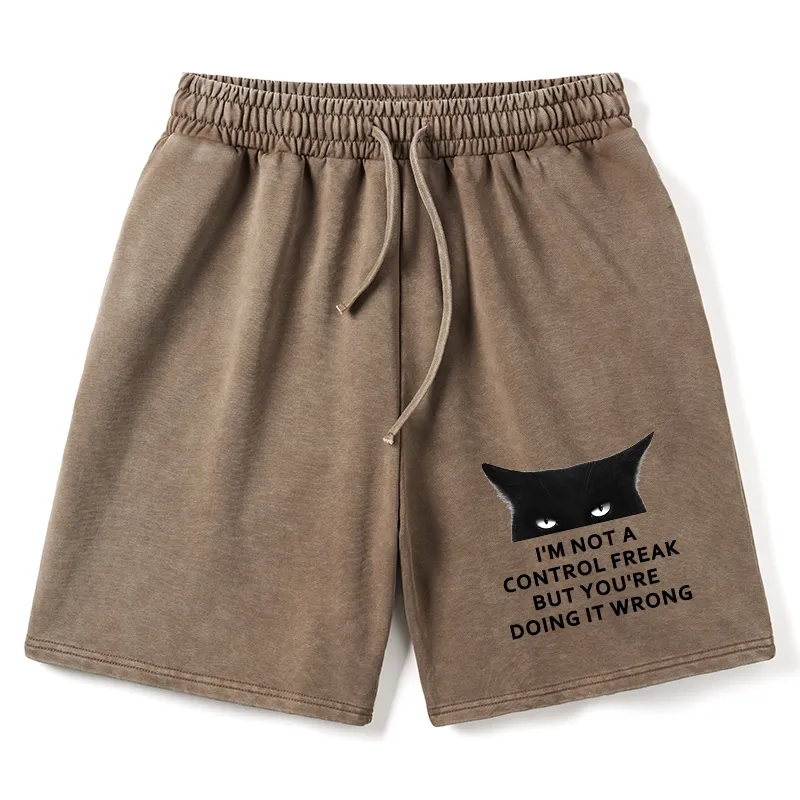 Tokyo-Tiger Control Freak Funny Washed Shorts