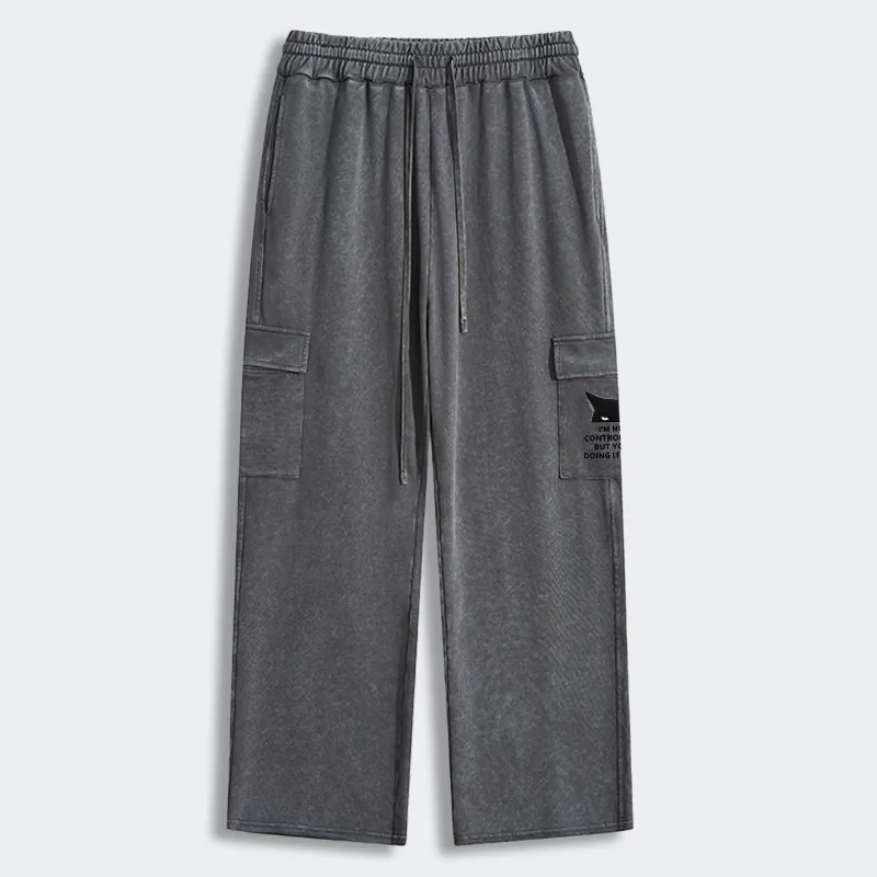 Tokyo-Tiger Control Freak Funny Washed Utility Sweatpants