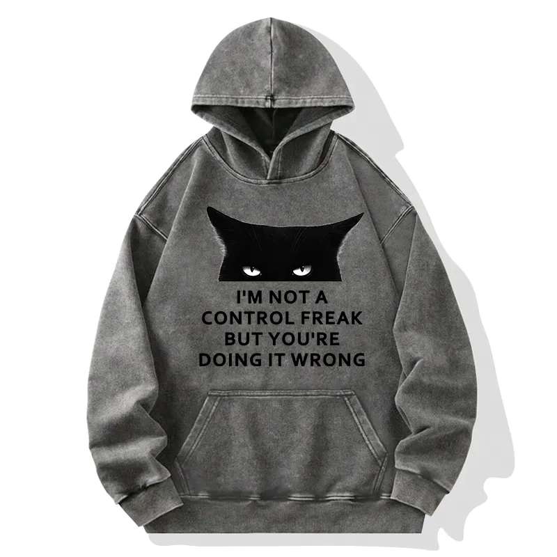 Tokyo-Tiger Control Freak Funny Washed Hoodie