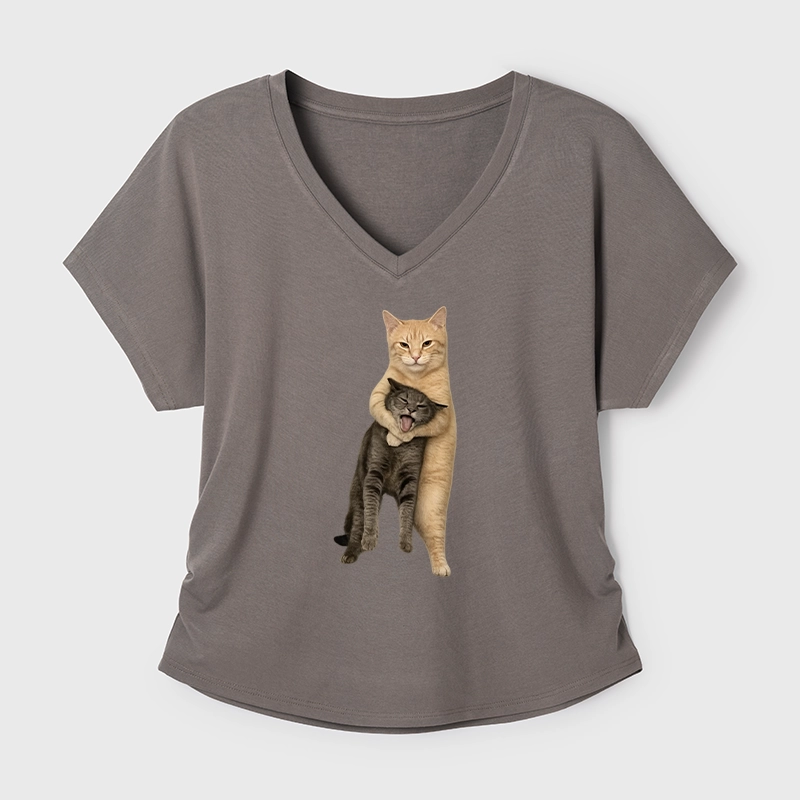 Tokyo-Tiger Orange Cat’s Tight Embrace Modal Dolman Sleeve T-Shirt