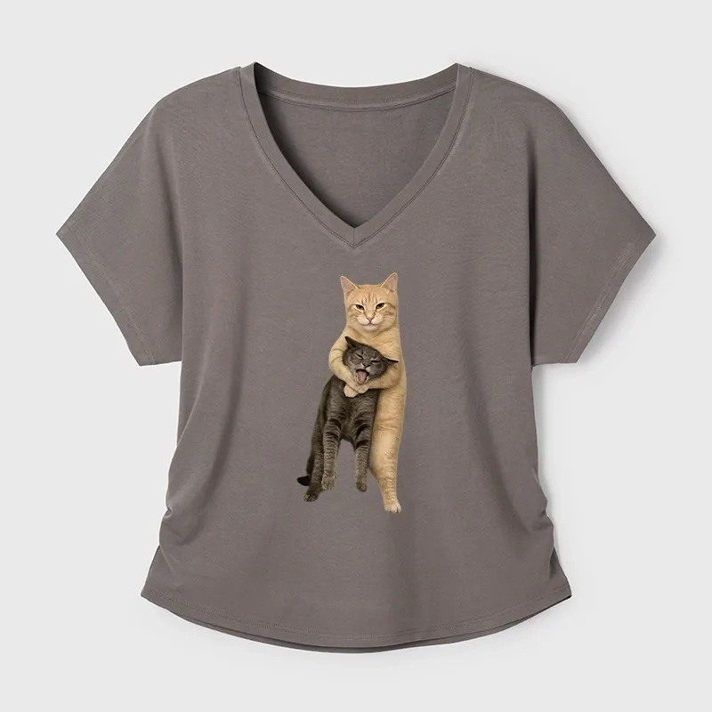 Tokyo-Tiger Orange Cat’s Tight Embrace Modal Dolman Sleeve T-Shirt
