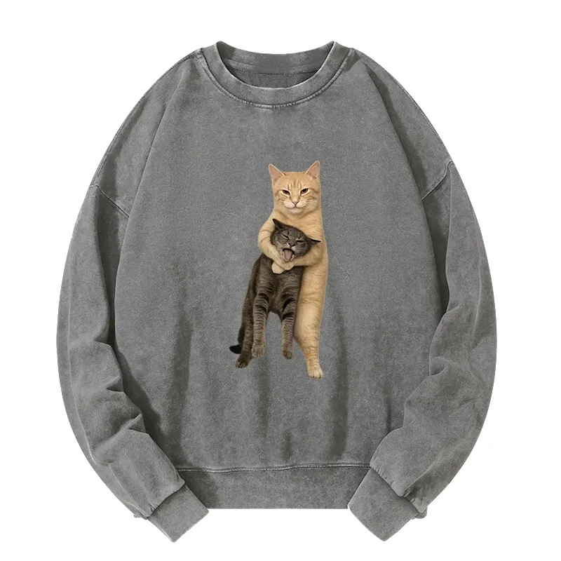 Tokyo-Tiger Orange Cat’s Tight Embrace Washed Sweatshirt