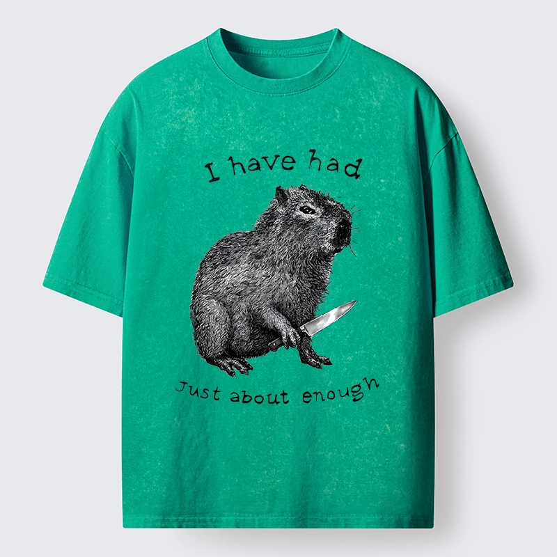 Tokyo-Tiger Capybara With A Knife Washed T-Shirt