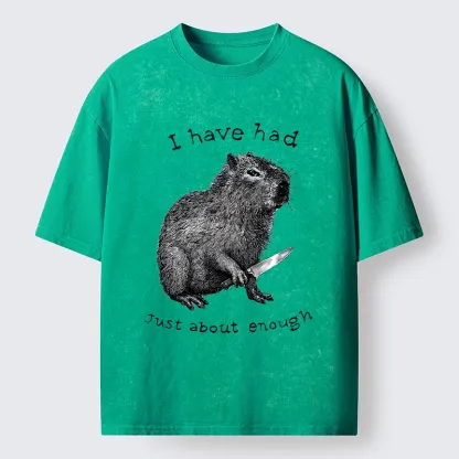 Tokyo-Tiger Capybara With A Knife Washed T-Shirt