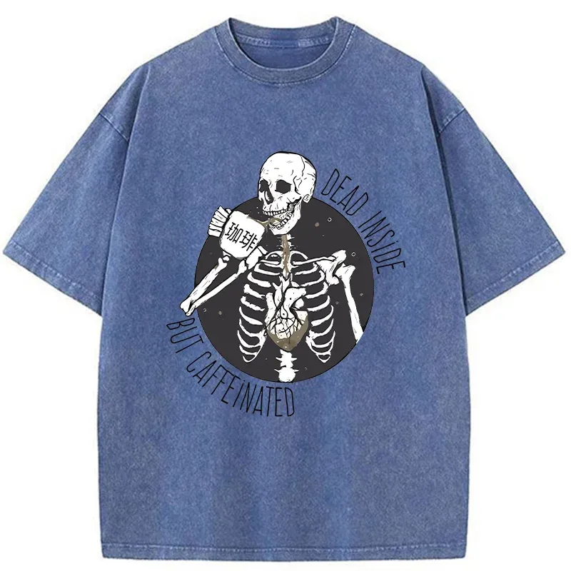 Tokyo-Tiger Dead Inside But Caffeinated Washed T-Shirt