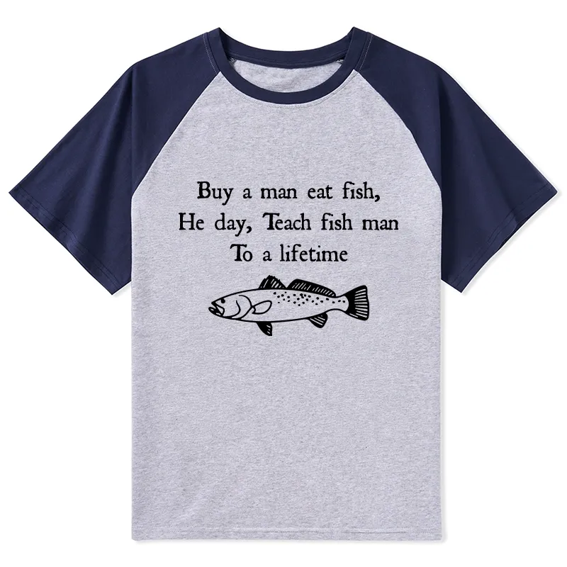 Tokyo-Tiger Man Eat Fish Meme Raglan T-shirt Sale