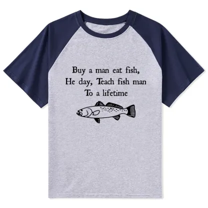 Tokyo-Tiger Man Eat Fish Meme Raglan T-shirt
