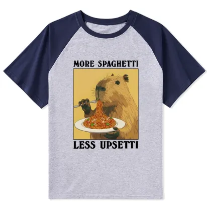 Tokyo-Tiger Capybara Eating Pasta Raglan T-shirt
