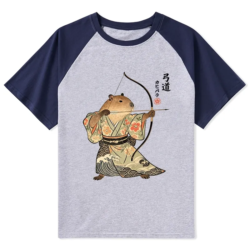 Tokyo-Tiger Capybara Archery Raglan T-shirt