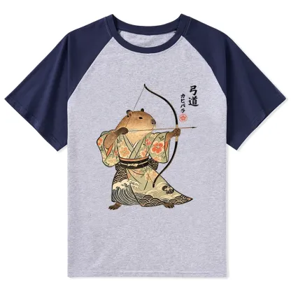 Tokyo-Tiger Capybara Archery Raglan T-shirt