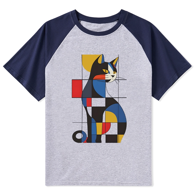 Tokyo-Tiger Mondrian Cat Raglan T-shirt