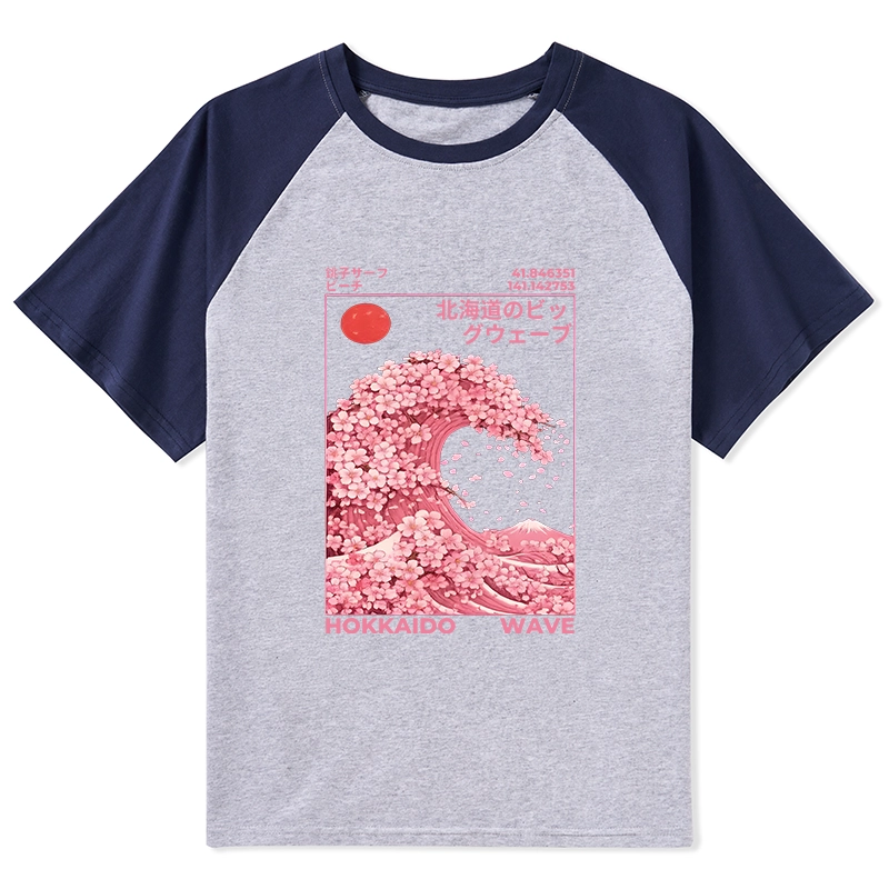 Tokyo-Tiger Sakura Wave Raglan T-shirt