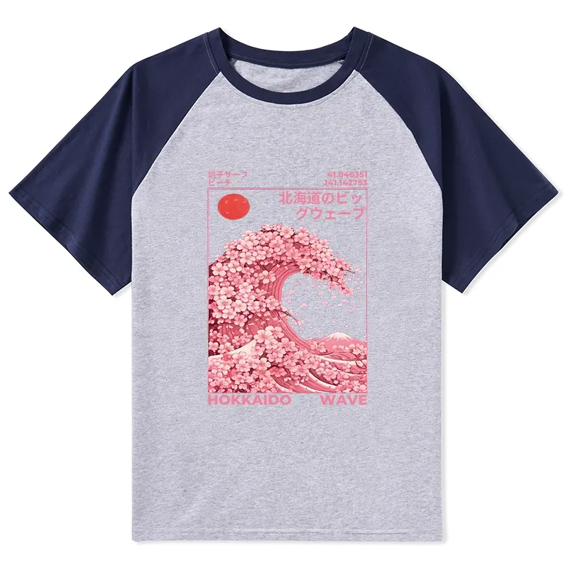Tokyo-Tiger Sakura Wave Raglan T-shirt