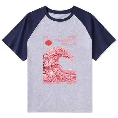Tokyo-Tiger Sakura Wave Raglan T-shirt
