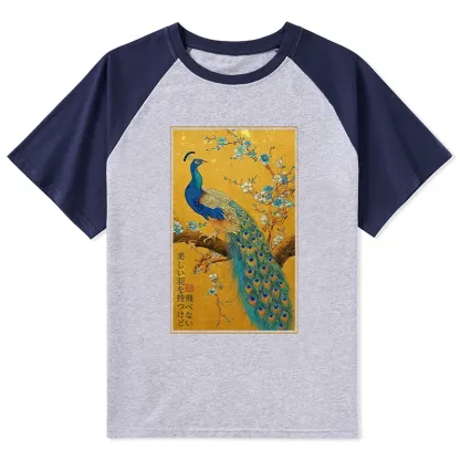 Tokyo-Tiger The Peacock's Silent Elegance Raglan T-shirt