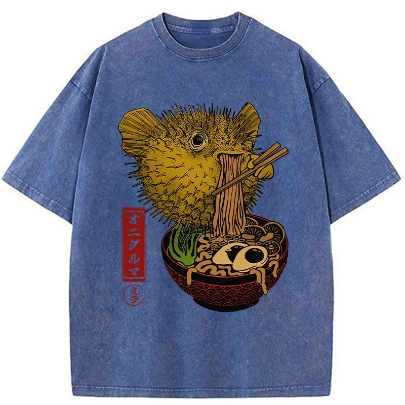 Tokyo-Tiger Ramen Lover Fugu Washed T-Shirt
