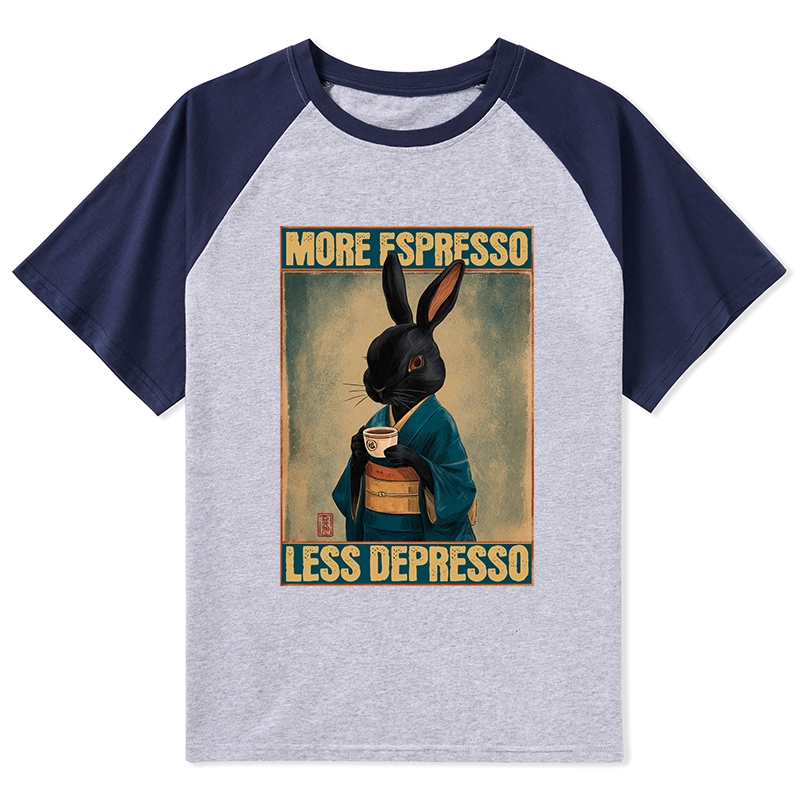 Tokyo-Tiger More Espresso Less Depresso Raglan T-shirt