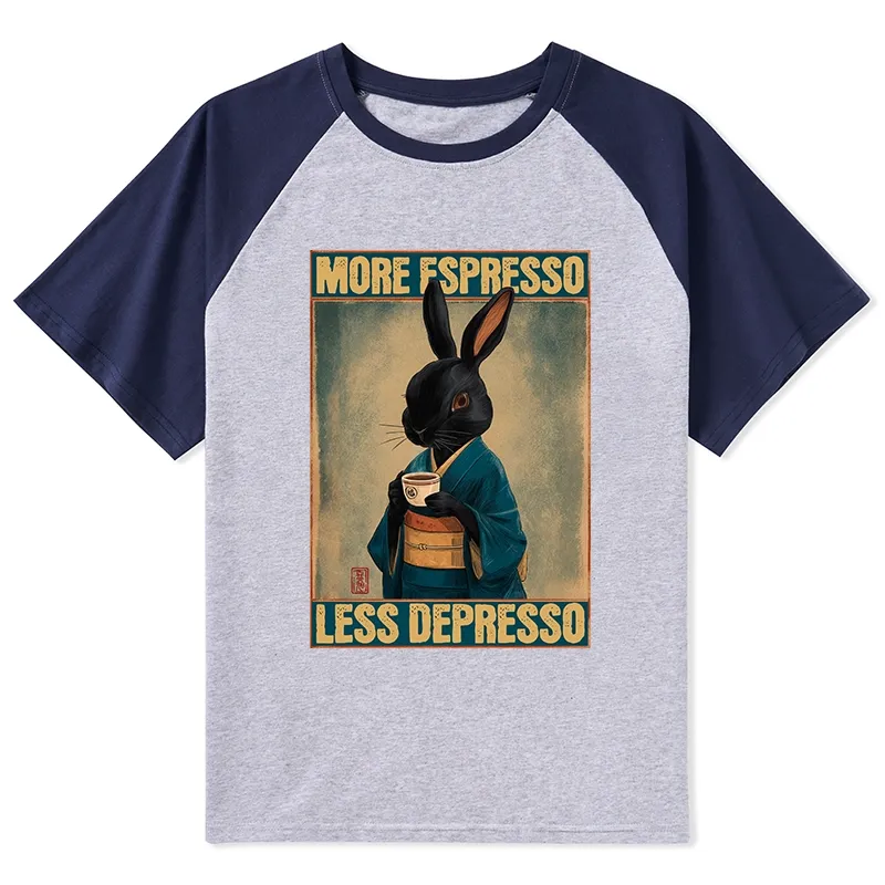 Tokyo-Tiger More Espresso Less Depresso Raglan T-shirt