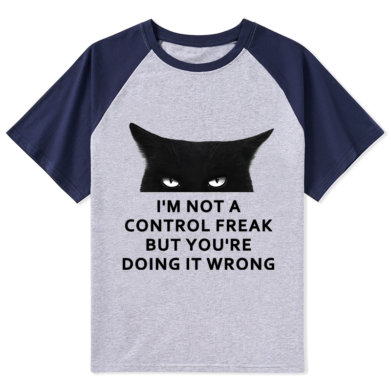 Tokyo-Tiger Control Freak Funny Raglan T-shirt