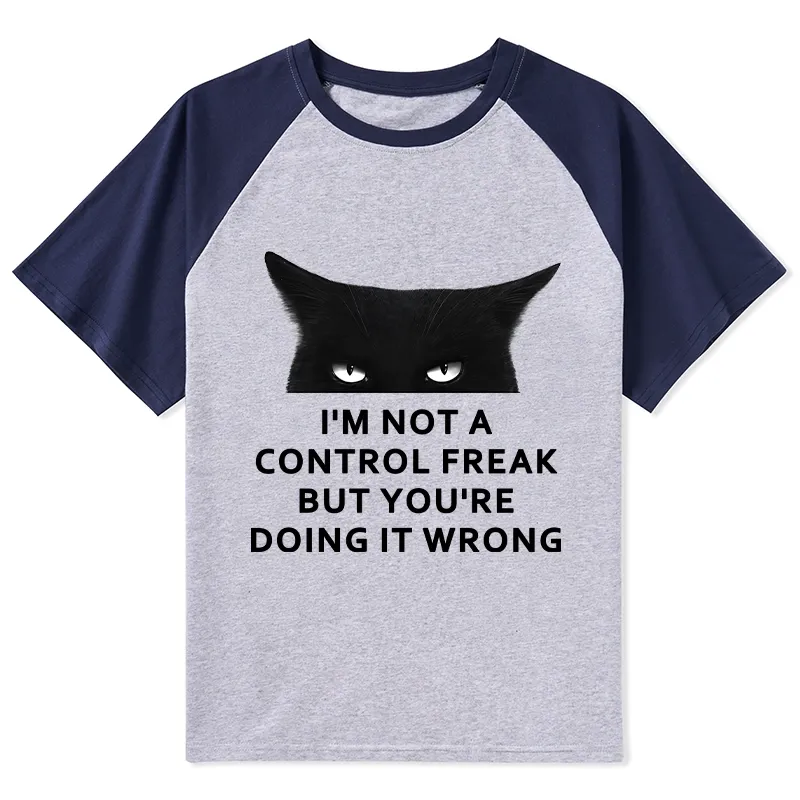 Tokyo-Tiger Control Freak Funny Raglan T-shirt