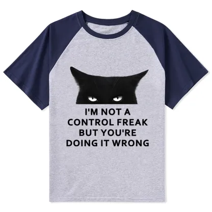 Tokyo-Tiger Control Freak Funny Raglan T-shirt