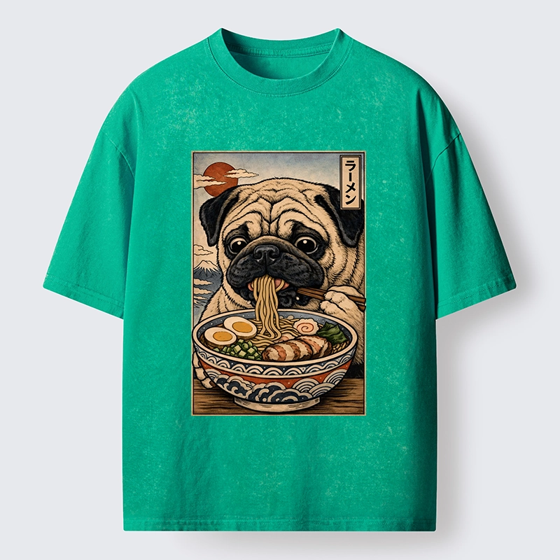 Tokyo-Tiger Ramen Time For The Pug Washed T-Shirt