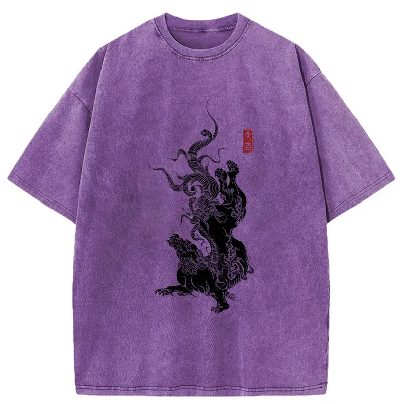 Tokyo-Tiger Japanese Mythical Beasts Washed T-Shirt