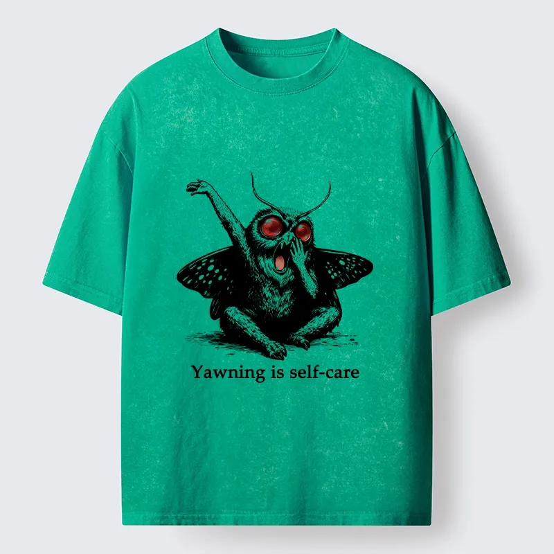 Tokyo-Tiger Yawning Is The Best Self Care Washed T-Shirt