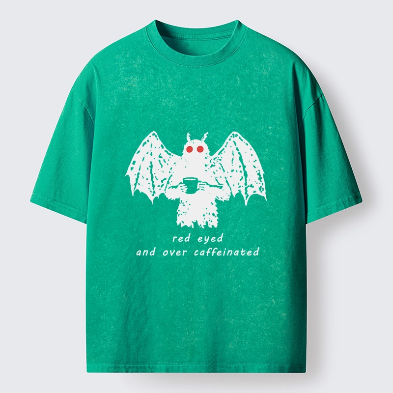 Tokyo-Tiger Mothman Needs Coffee Energy Washed T-Shirt