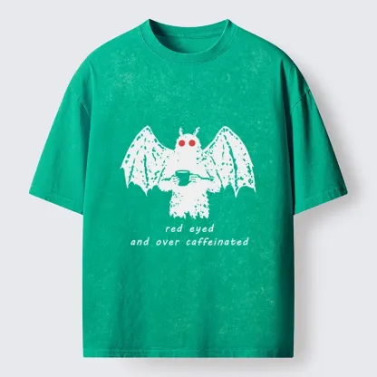 Tokyo-Tiger Mothman Needs Coffee Energy Washed T-Shirt