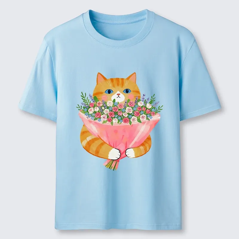Tokyo-Tiger Cozy Cat Offering A Bouquet Classic T-Shirt