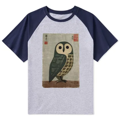 Tokyo-Tiger Traditional Owl In Japanese Art Raglan T-shirt