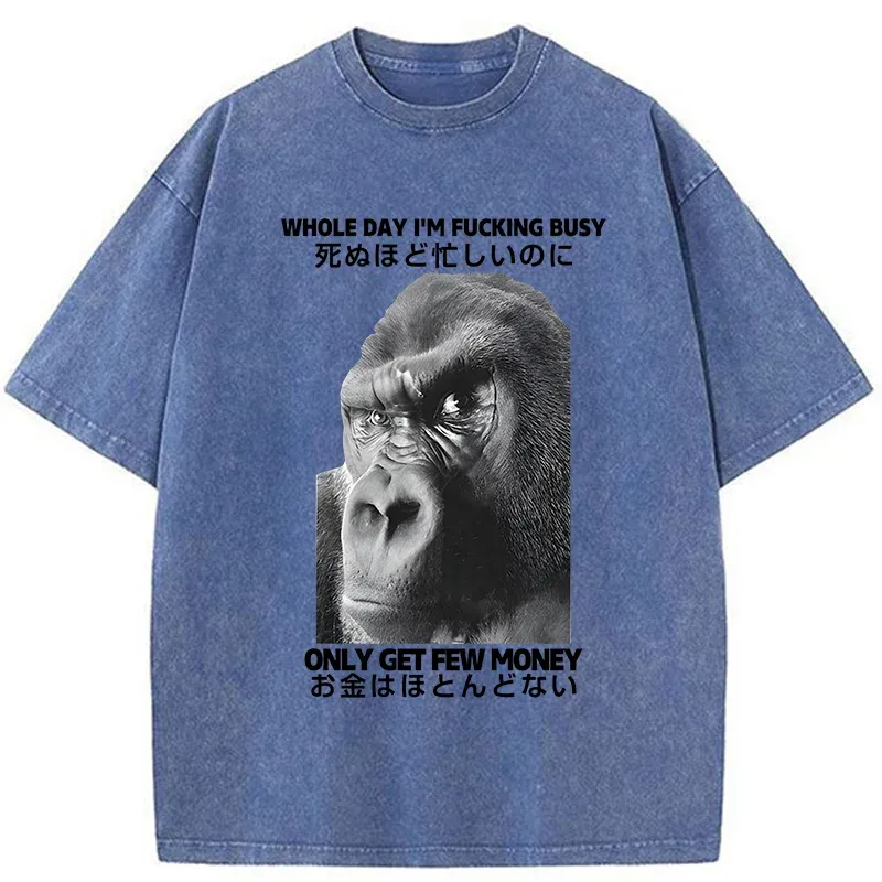Tokyo-Tiger Making Money Gorilla Funny Washed T-Shirt