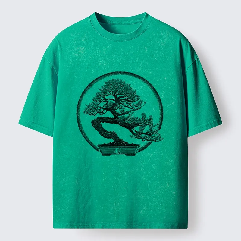 Tokyo-Tiger Bonsai Pine Tree Art Washed T-Shirt