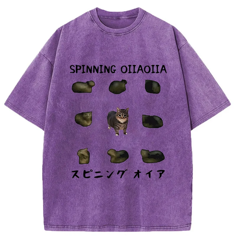 Tokyo-Tiger OIIAOIIA Funny Cat Washed T-Shirt