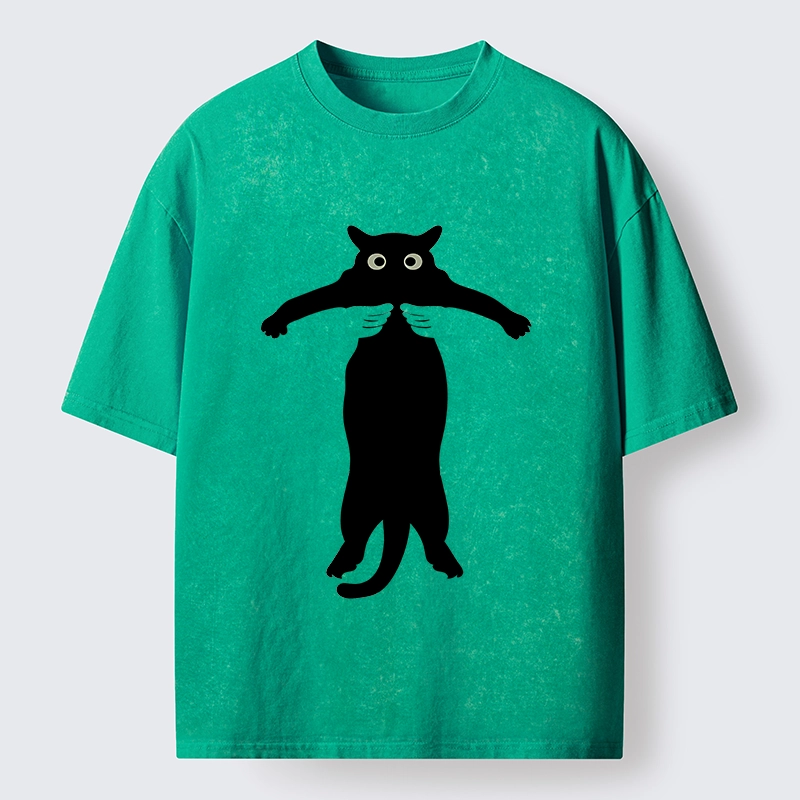 Tokyo-Tiger Black Cat Held By Hands Washed T-Shirt