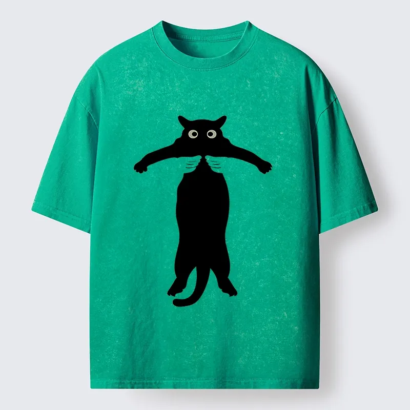 Tokyo-Tiger Black Cat Held By Hands Washed T-Shirt