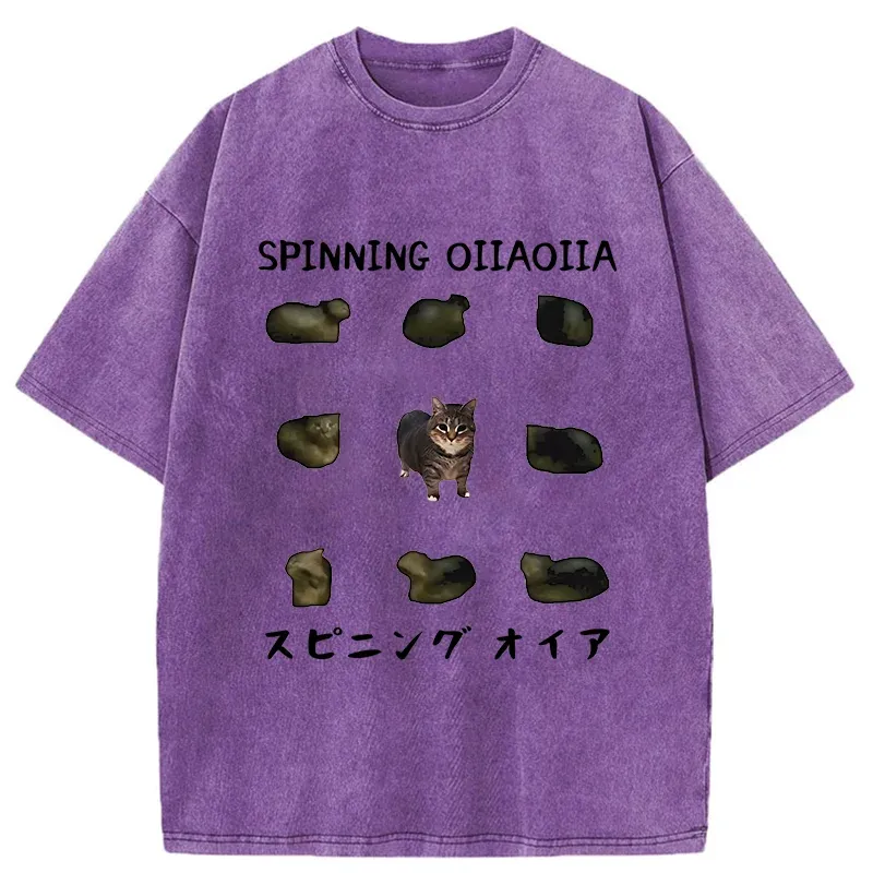 Tokyo-Tiger OIIAOIIA Funny Cat Washed T-Shirt