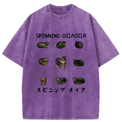 Tokyo-Tiger OIIAOIIA Funny Cat Washed T-Shirt