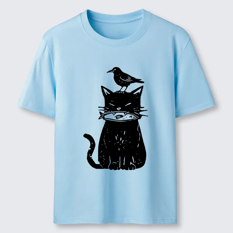 Tokyo-Tiger Black Cat With Fish And Bird Classic T-Shirt