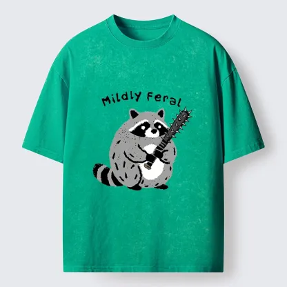 Tokyo-Tiger Cute But Feral Raccoon Cartoon Washed T-Shirt