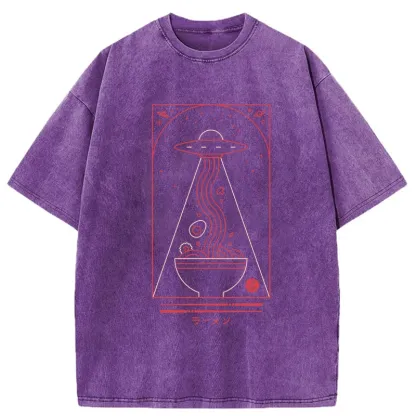 Tokyo-Tiger Funny UFO Ramen Washed T-Shirt