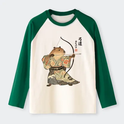 Tokyo-Tiger Capybara Archery Raglan Long Sleeve T-shirt
